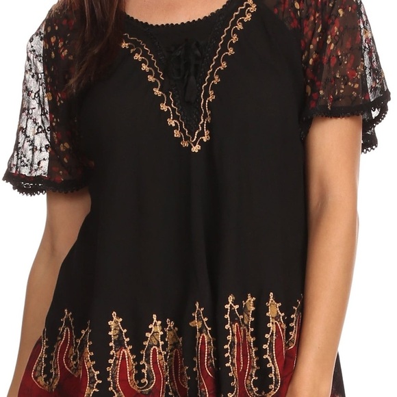 ⭐️BOGO FREE⭐️SAKKAS “Cora” Relaxed-fit Batik Embroidered Blouse - Picture 11 of 11
